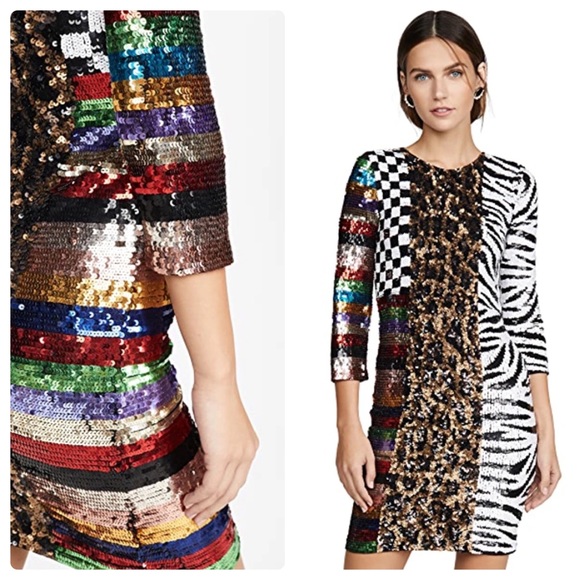 ALICE + OLIVIA Jae Multicolored Sequin Dress - Picture 4 of 14